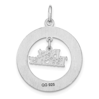 Sterlingsilber Rhodiniert Personalizable Beste Lehrer Charm