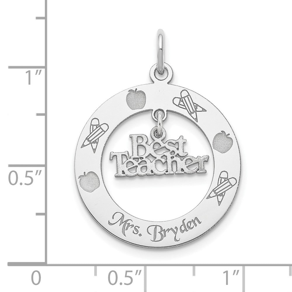 Sterlingsilber Rhodiniert Personalizable Beste Lehrer Charm