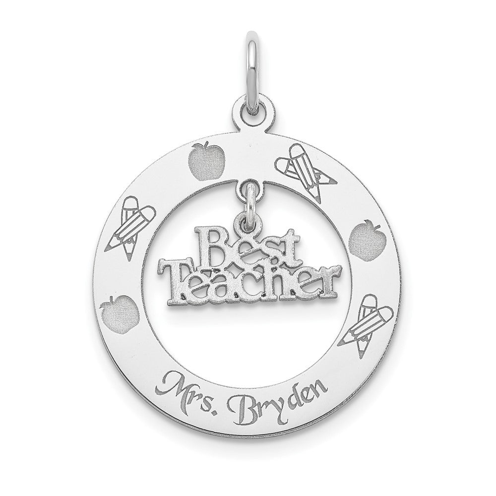 Sterlingsilber Rhodiniert Personalizable Beste Lehrer Charm