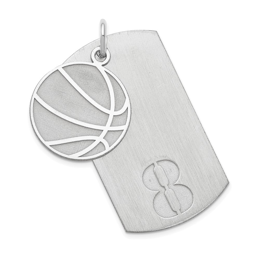 Sterlingsilber Ss/rhodiniert Personalisiert 2-piece Basketball Erkennungsmarke Charm