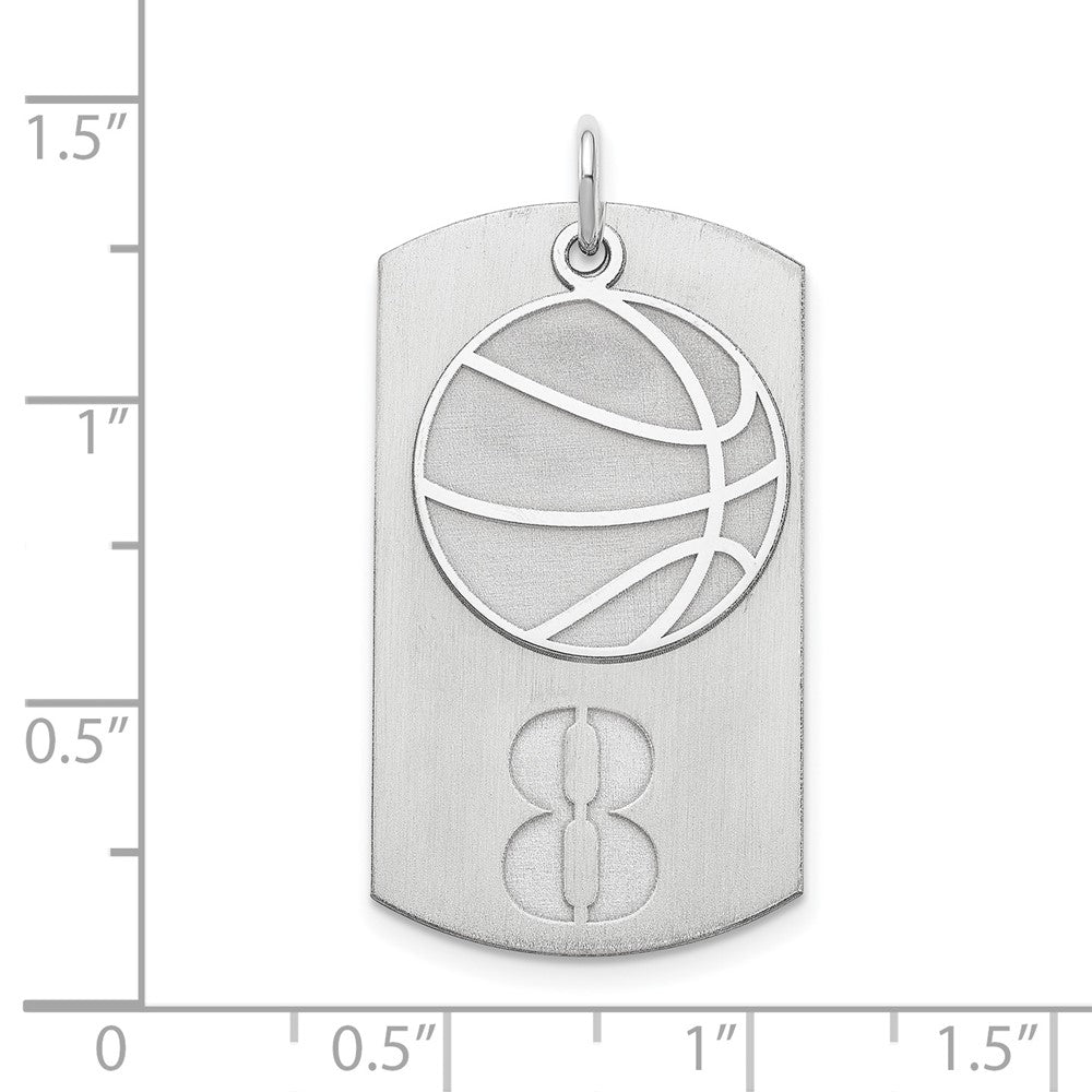 Sterlingsilber Ss/rhodiniert Personalisiert 2-piece Basketball Erkennungsmarke Charm