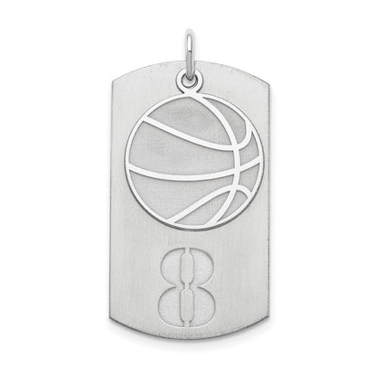 Sterlingsilber Ss/rhodiniert Personalisiert 2-piece Basketball Erkennungsmarke Charm