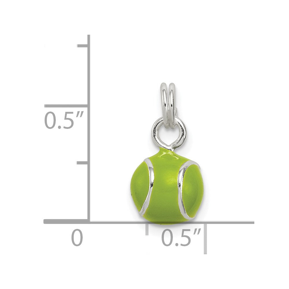 Sterlingsilber Grün Emailliert Tennis Kugel Charm