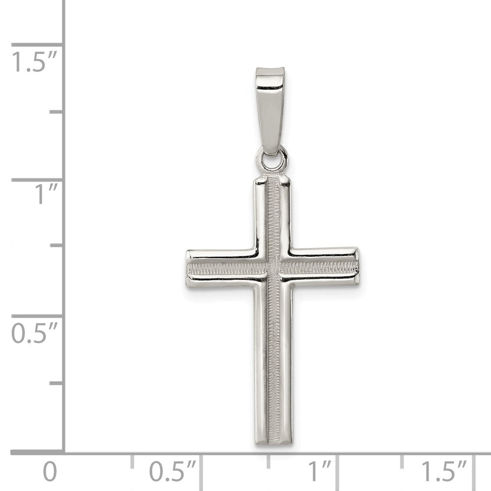 Sterlingsilber Poliert und Matt Finish Kreuz Anhänger