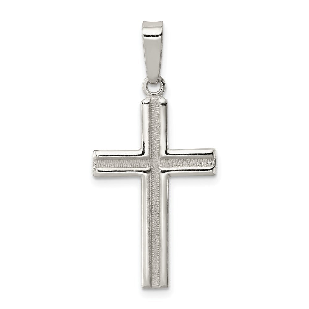 Sterlingsilber Poliert und Matt Finish Kreuz Anhänger