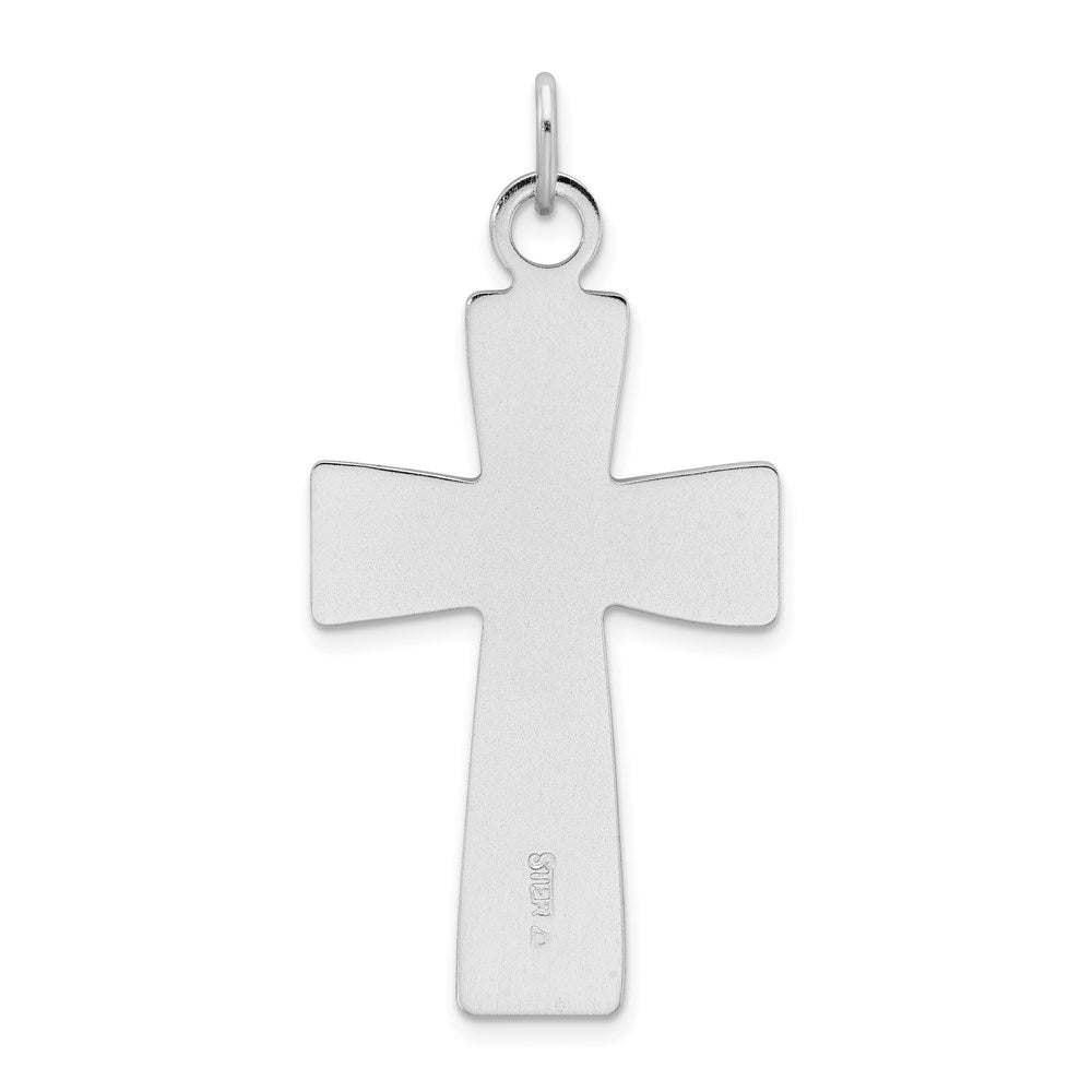 Sterlingsilber Rhodiniert Poliert und Satiniert Kreuz Anhänger