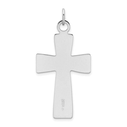 Sterlingsilber Rhodiniert Poliert und Satiniert Kreuz Anhänger