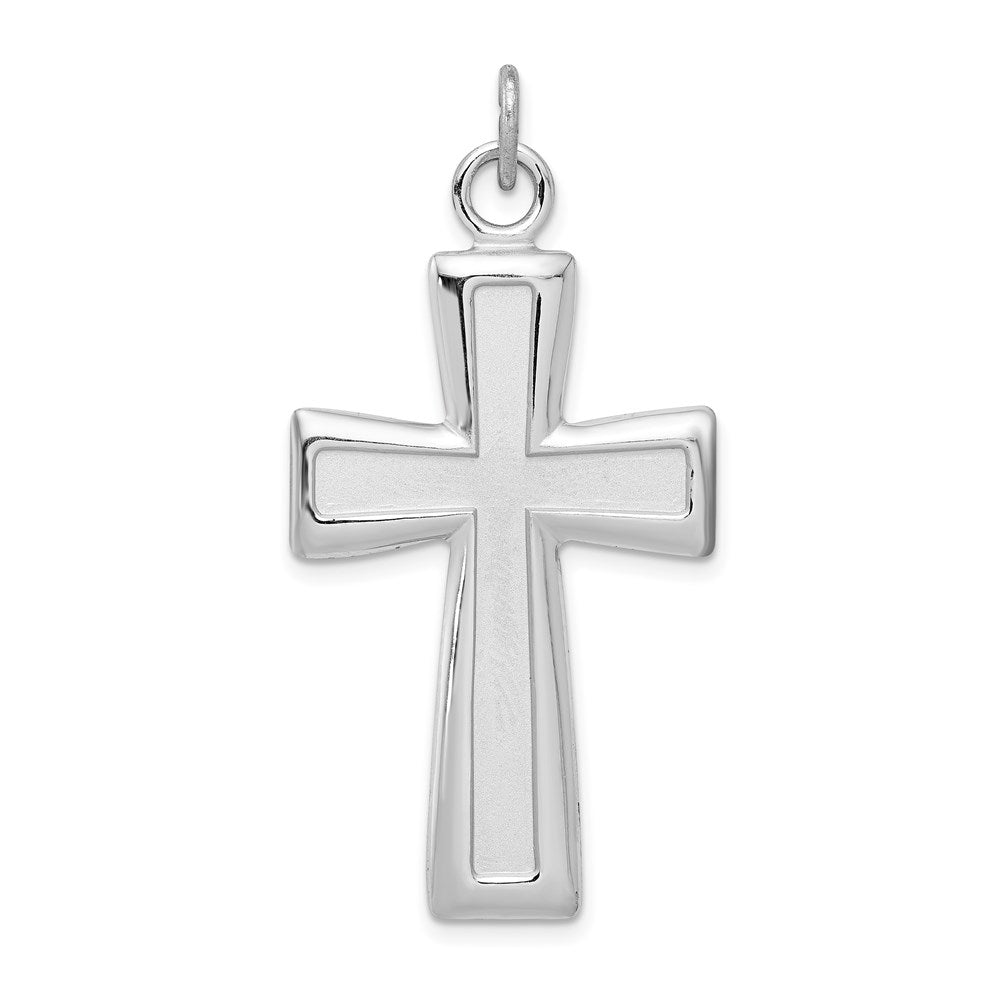 Sterlingsilber Rhodiniert Poliert und Satiniert Kreuz Anhänger