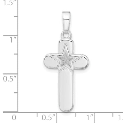Sterlingsilber Poliert und Matt Finish Stern Kreuz Anhänger