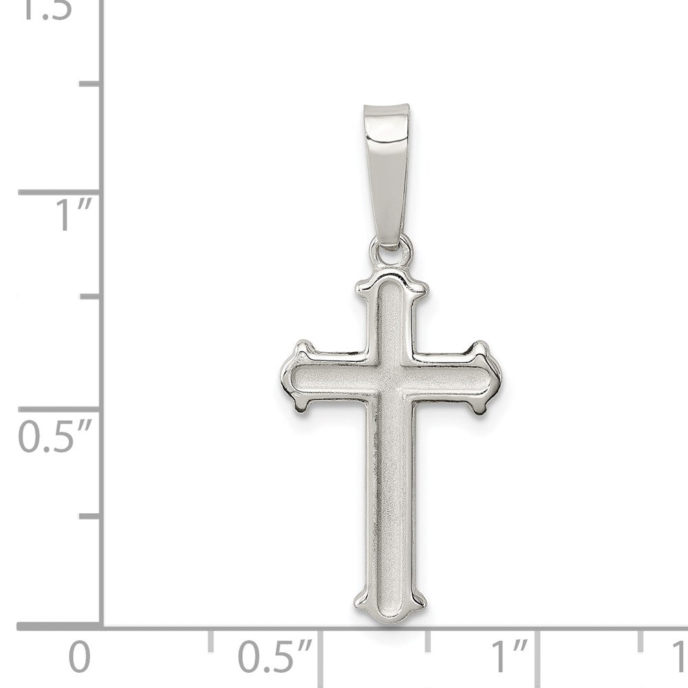 Sterlingsilber Poliert Matt Mittig Finish Kreuz Anhänger