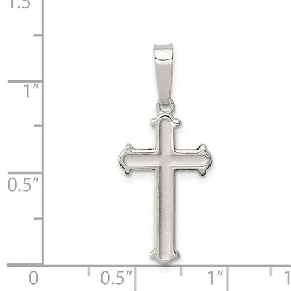 Sterlingsilber Poliert Matt Mittig Finish Kreuz Anhänger