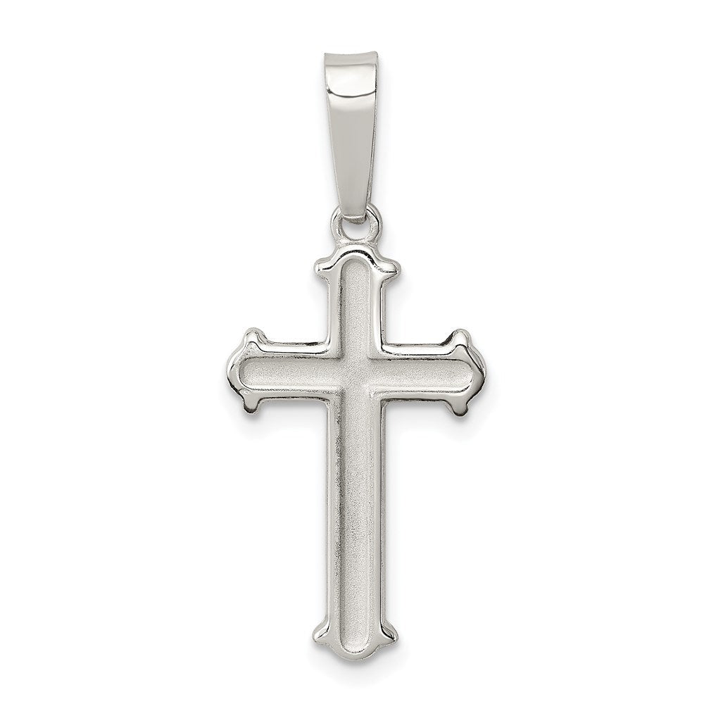 Sterlingsilber Poliert Matt Mittig Finish Kreuz Anhänger