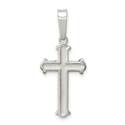 Sterlingsilber Poliert Matt Mittig Finish Kreuz Anhänger