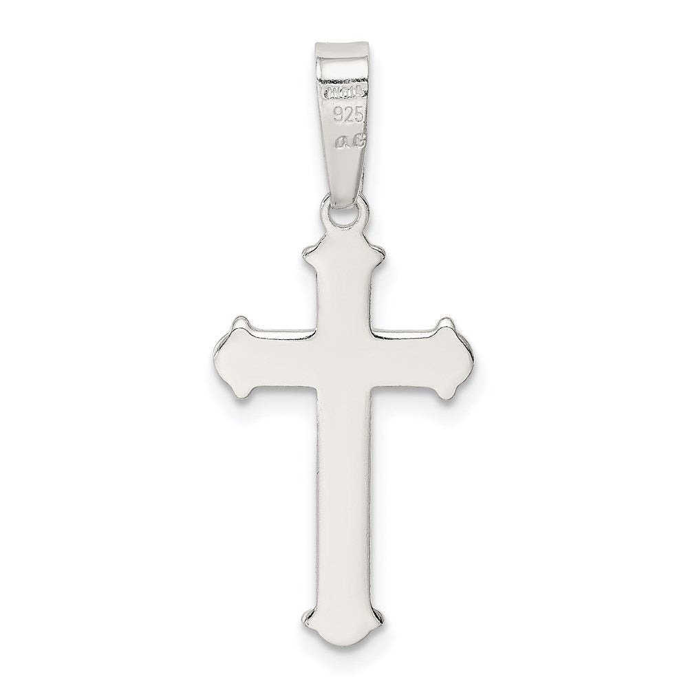 Sterlingsilber Poliert und Texture Mittig Finish Kreuz Anhänger