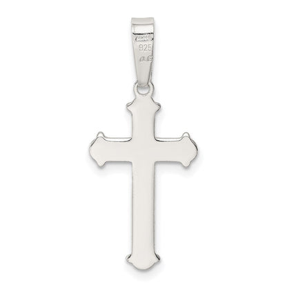 Sterlingsilber Poliert und Texture Mittig Finish Kreuz Anhänger