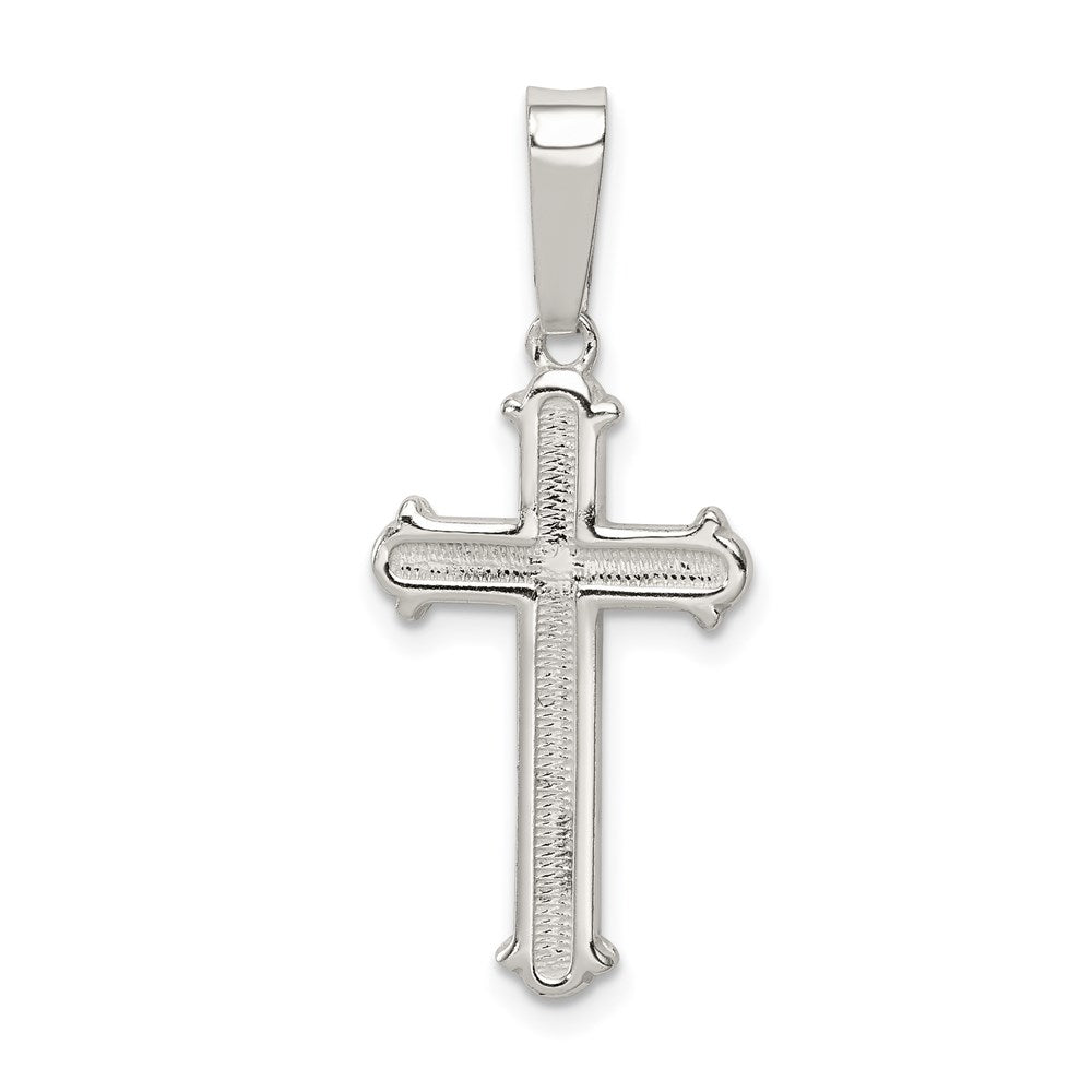 Sterlingsilber Poliert und Texture Mittig Finish Kreuz Anhänger