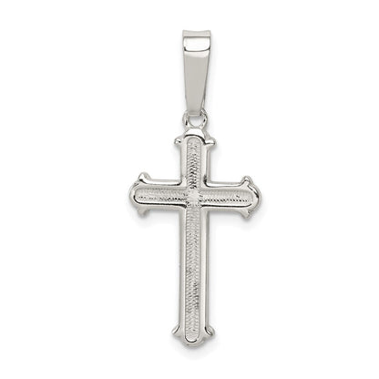 Sterlingsilber Poliert und Texture Mittig Finish Kreuz Anhänger