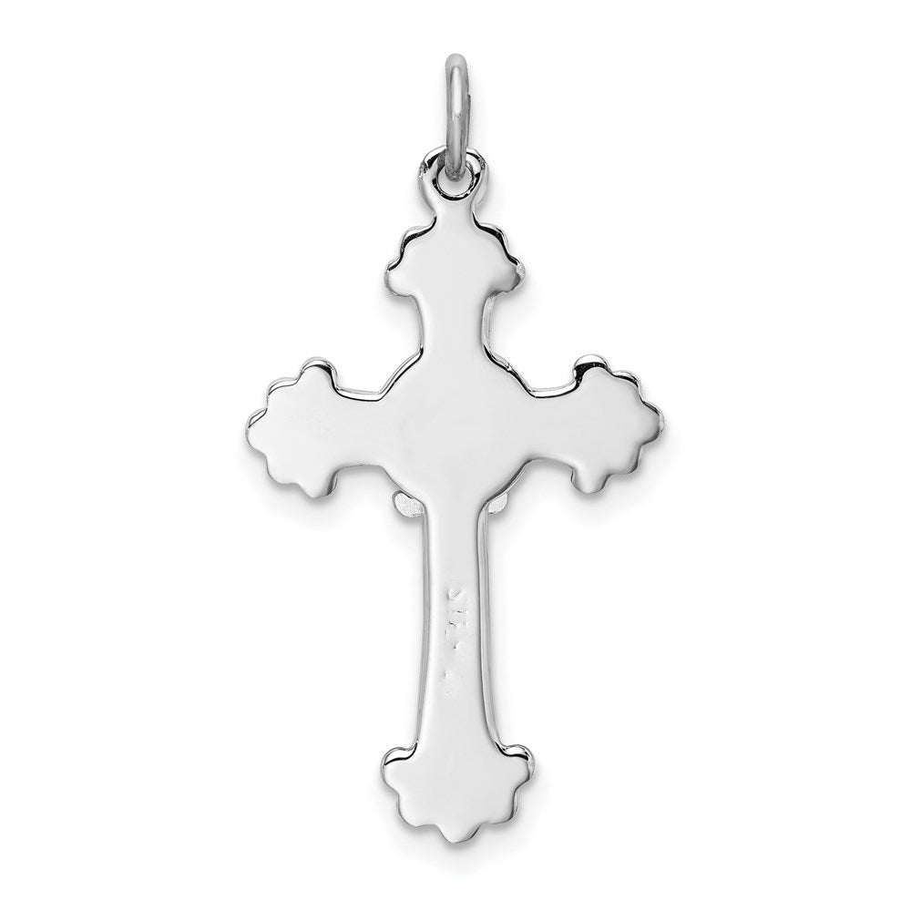Sterlingsilber Rhodiniert & Vergoldet Kreuz Fleur De Lis Anhänger