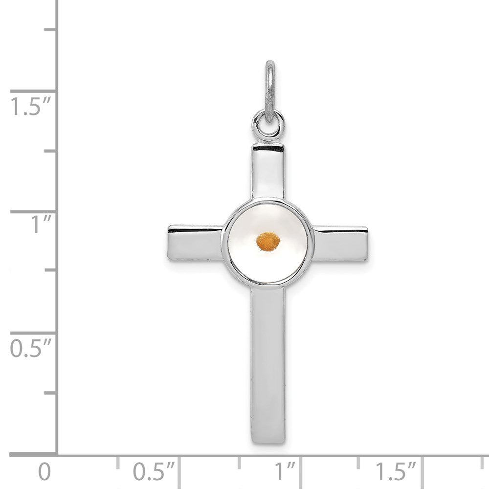 Sterlingsilber Rhodiniert Polshd & Epxy Kreuz mit Mustard Seed Anhänger