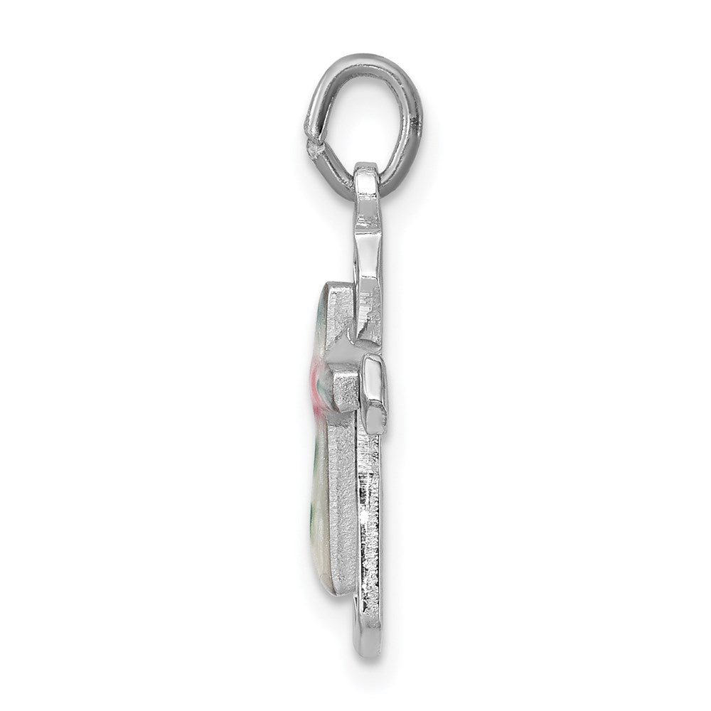 Sterlingsilber Rhodiniert mit Emaille Kreuz Anhänger