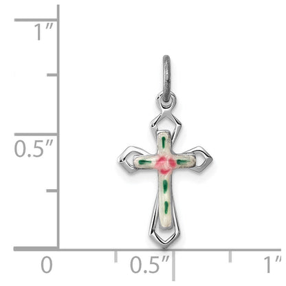 Sterlingsilber Rhodiniert mit Emaille Kreuz Anhänger