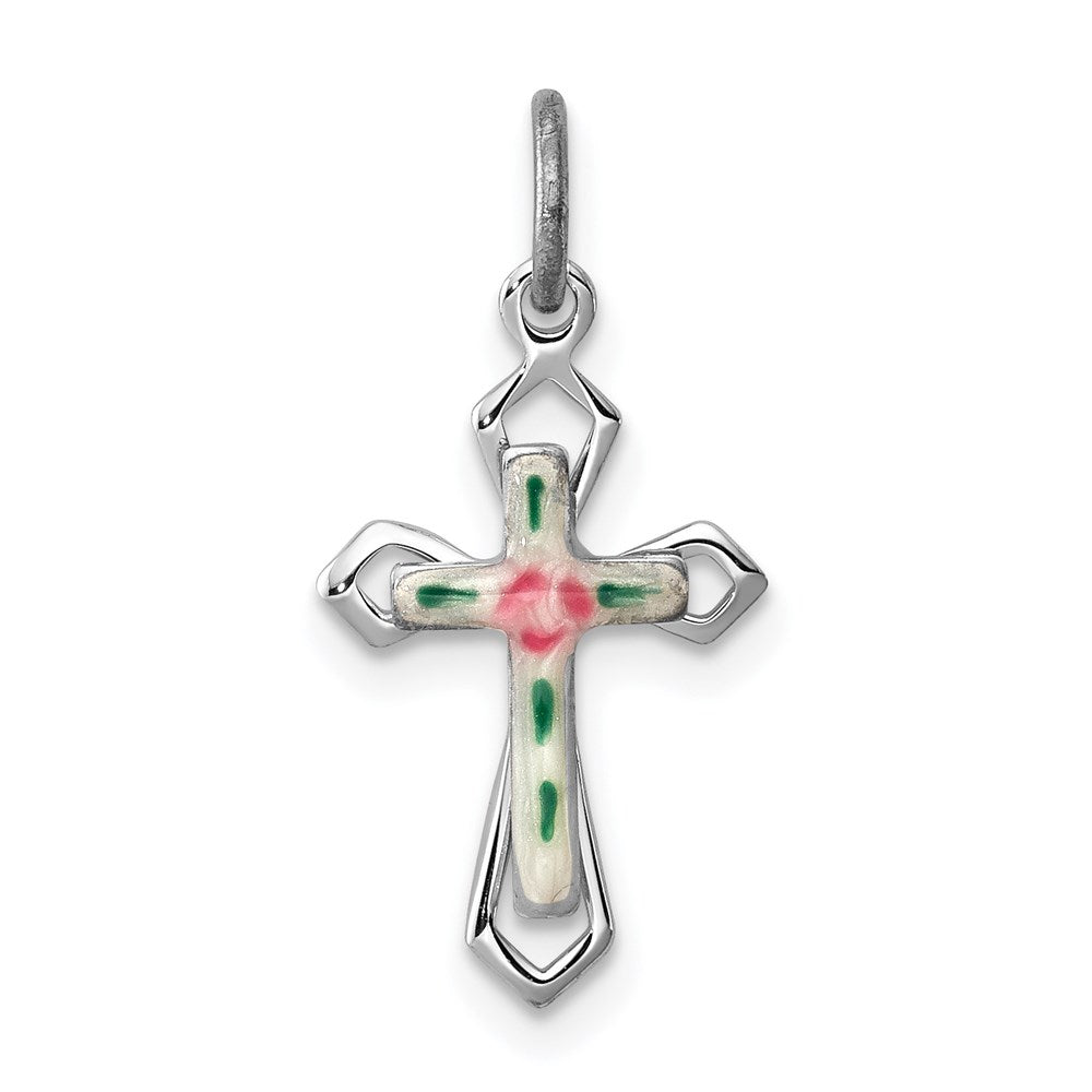 Sterlingsilber Rhodiniert mit Emaille Kreuz Anhänger