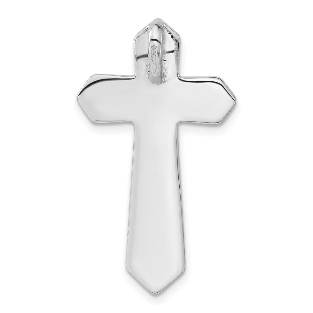 Sterlingsilber Rhodiniert Stellux Kristall & Schwarz Emaille Kreuz Anhänger