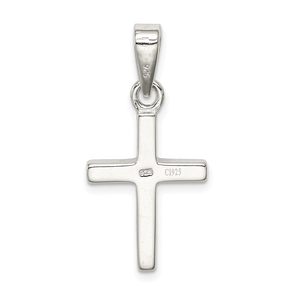 Sterlingsilber Rhodiniert Blau Einlage Erzeugt Opal Dünn Kreuz Anhänger