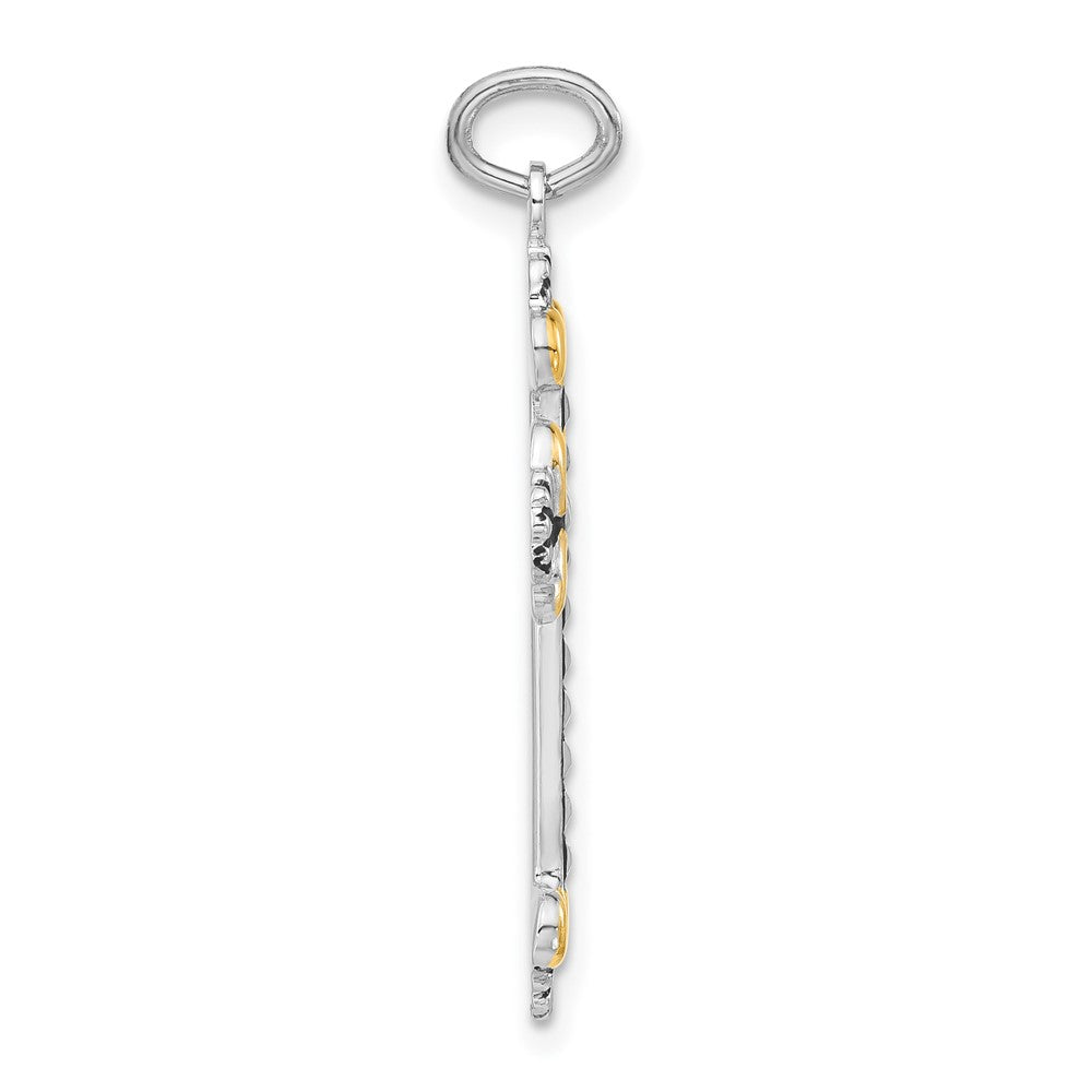 Sterlingsilber Schwarz Emaille & Goldfarben Vermeil Kreuz Anhänger