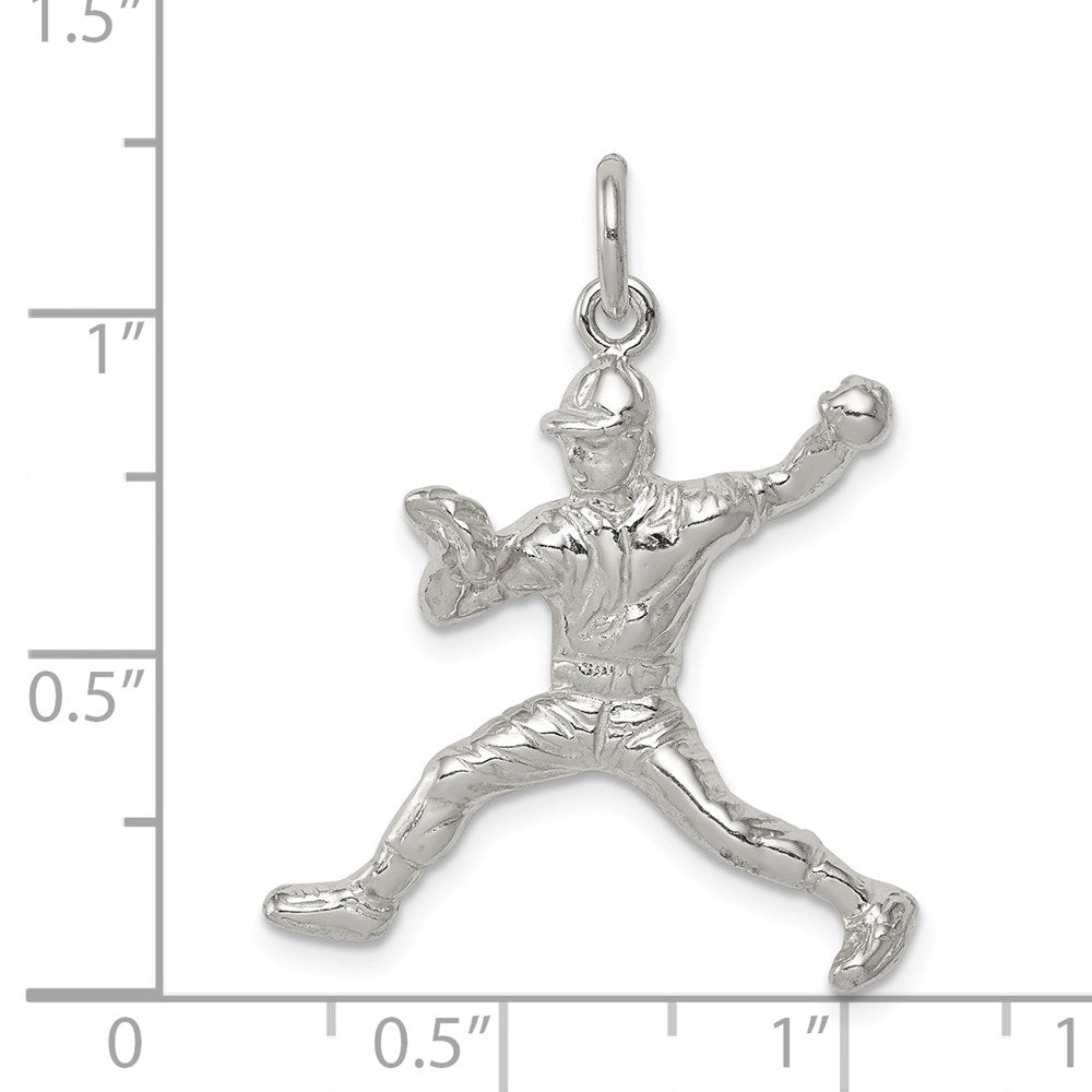 Sterlingsilber Baseball Pitcher Charm