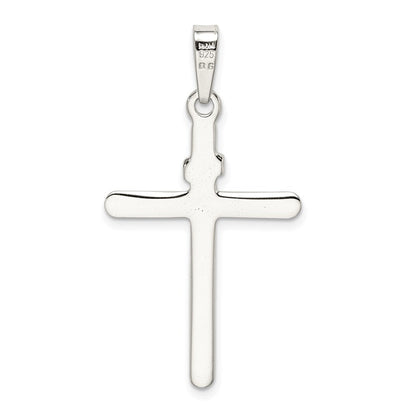 Sterlingsilber Poliert und Strukturiert Inri Kreuz Anhänger