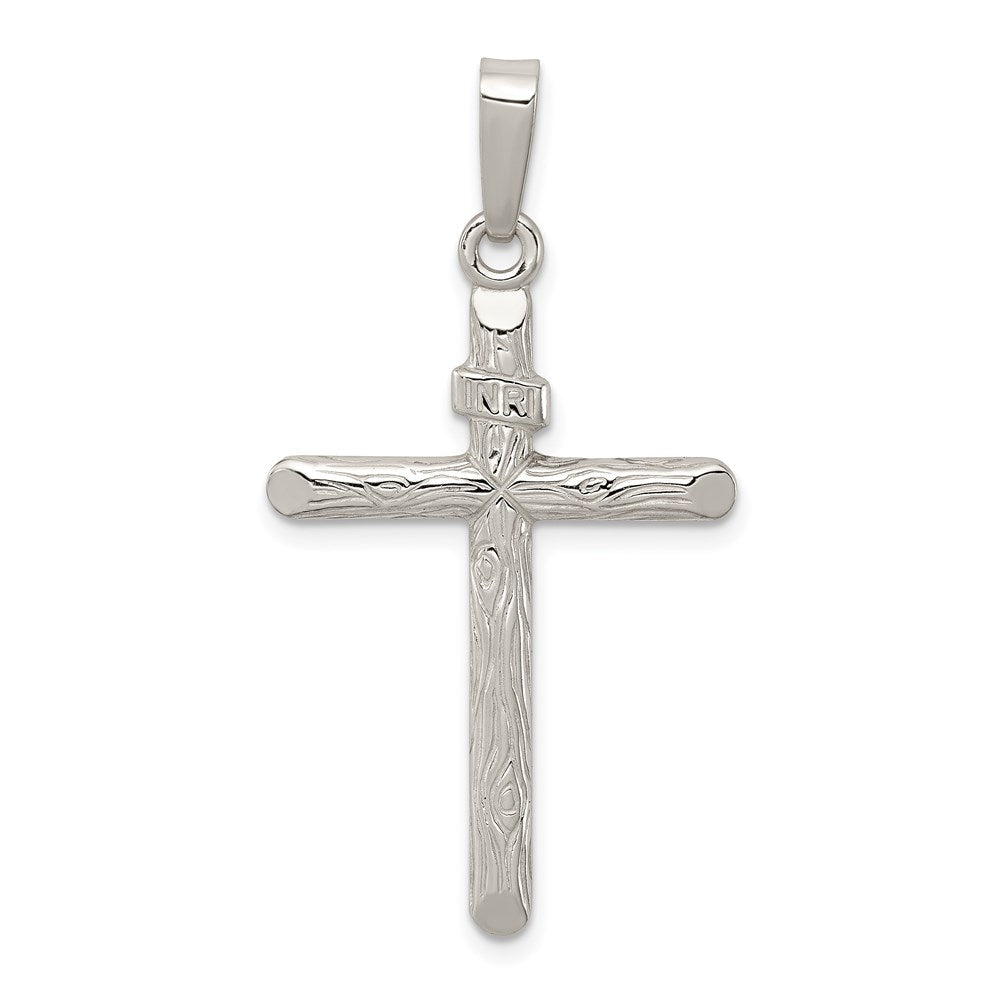 Sterlingsilber Poliert und Strukturiert Inri Kreuz Anhänger
