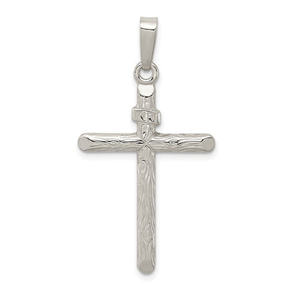 Sterlingsilber Poliert und Strukturiert Inri Kreuz Anhänger