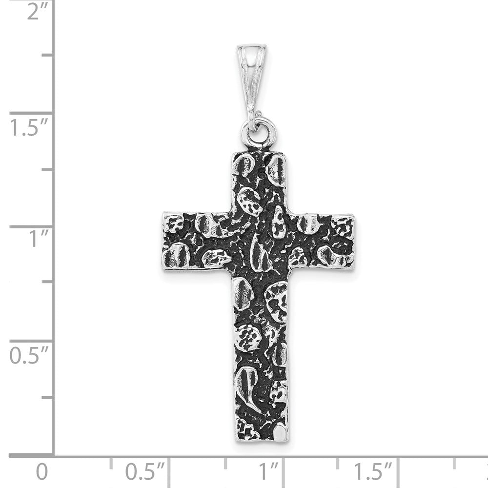 Sterlingsilber Antikisiert Strukturiert Kreuz Charm