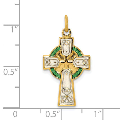 Sterlingsilber Rhodiniert Poliert/vergoldet Epoxid Kreuz Anhänger