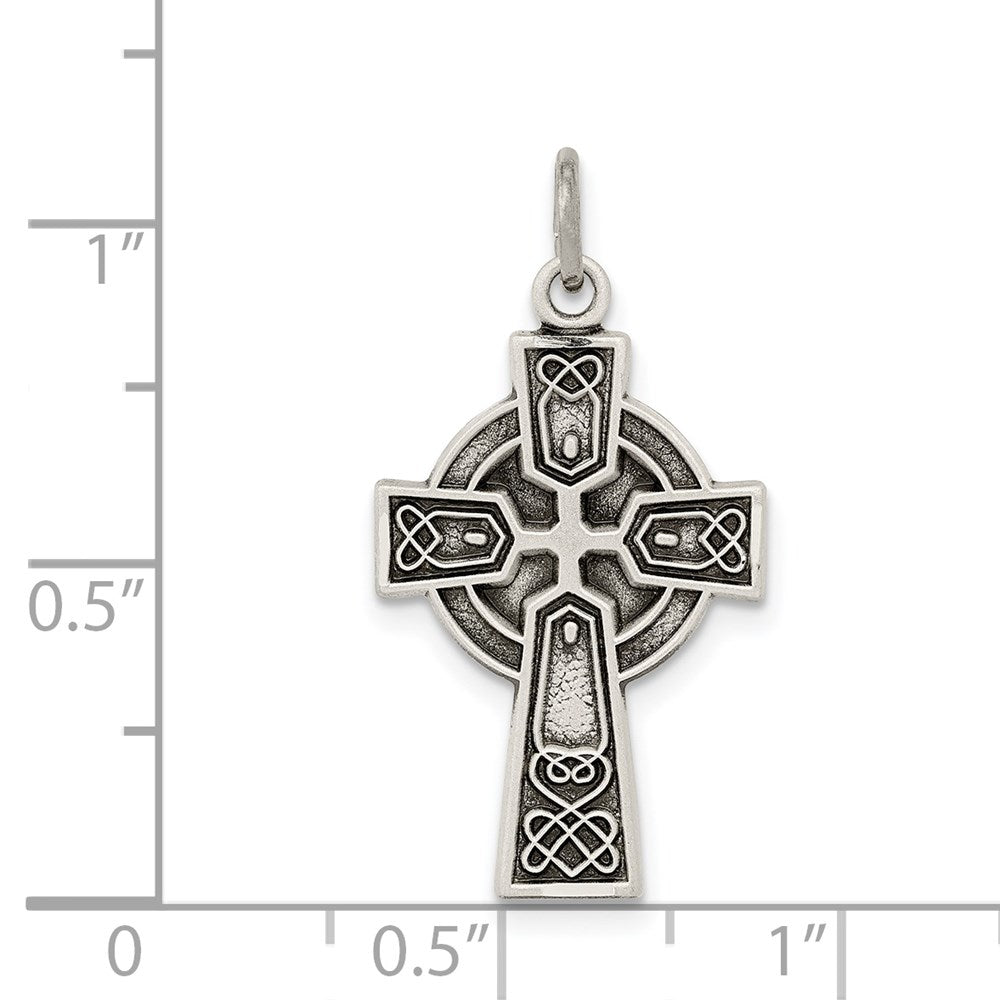 Sterlingsilber Antikisiert Satiniert Keltisch Kreuz Anhänger