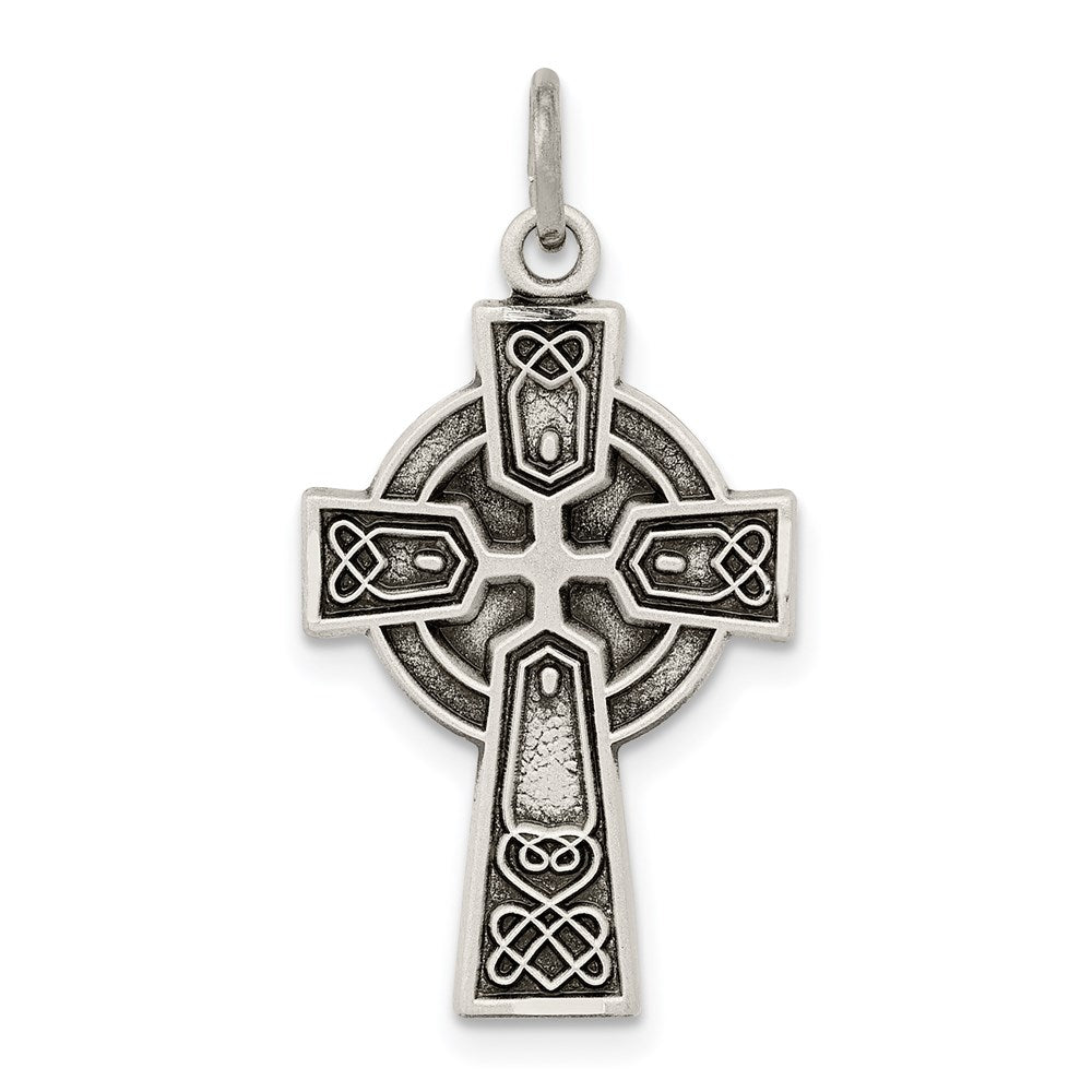 Sterlingsilber Antikisiert Satiniert Keltisch Kreuz Anhänger