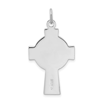 Sterlingsilber Rhodiniert Poliert Epoxid Irish Kreuz Anhänger