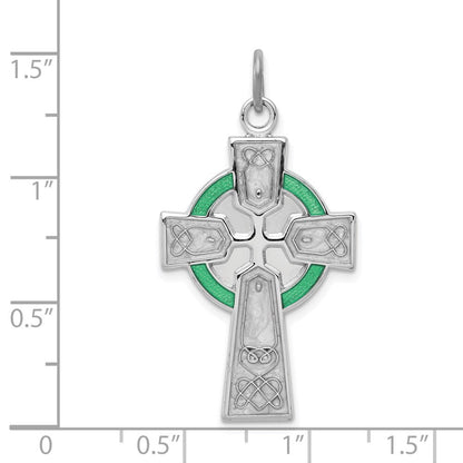 Sterlingsilber Rhodiniert Poliert Epoxid Irish Kreuz Anhänger