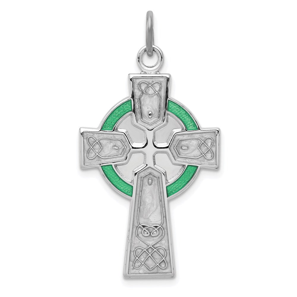 Sterlingsilber Rhodiniert Poliert Epoxid Irish Kreuz Anhänger