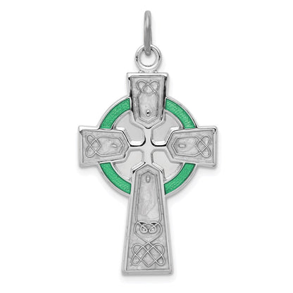 Sterlingsilber Rhodiniert Poliert Epoxid Irish Kreuz Anhänger
