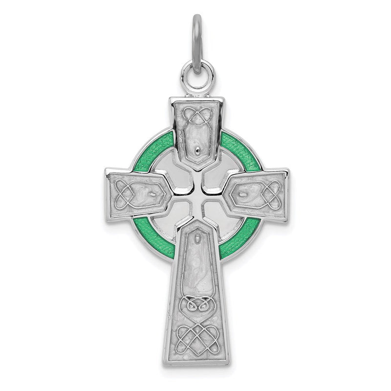 Sterlingsilber Rhodiniert Poliert Epoxid Irish Kreuz Anhänger