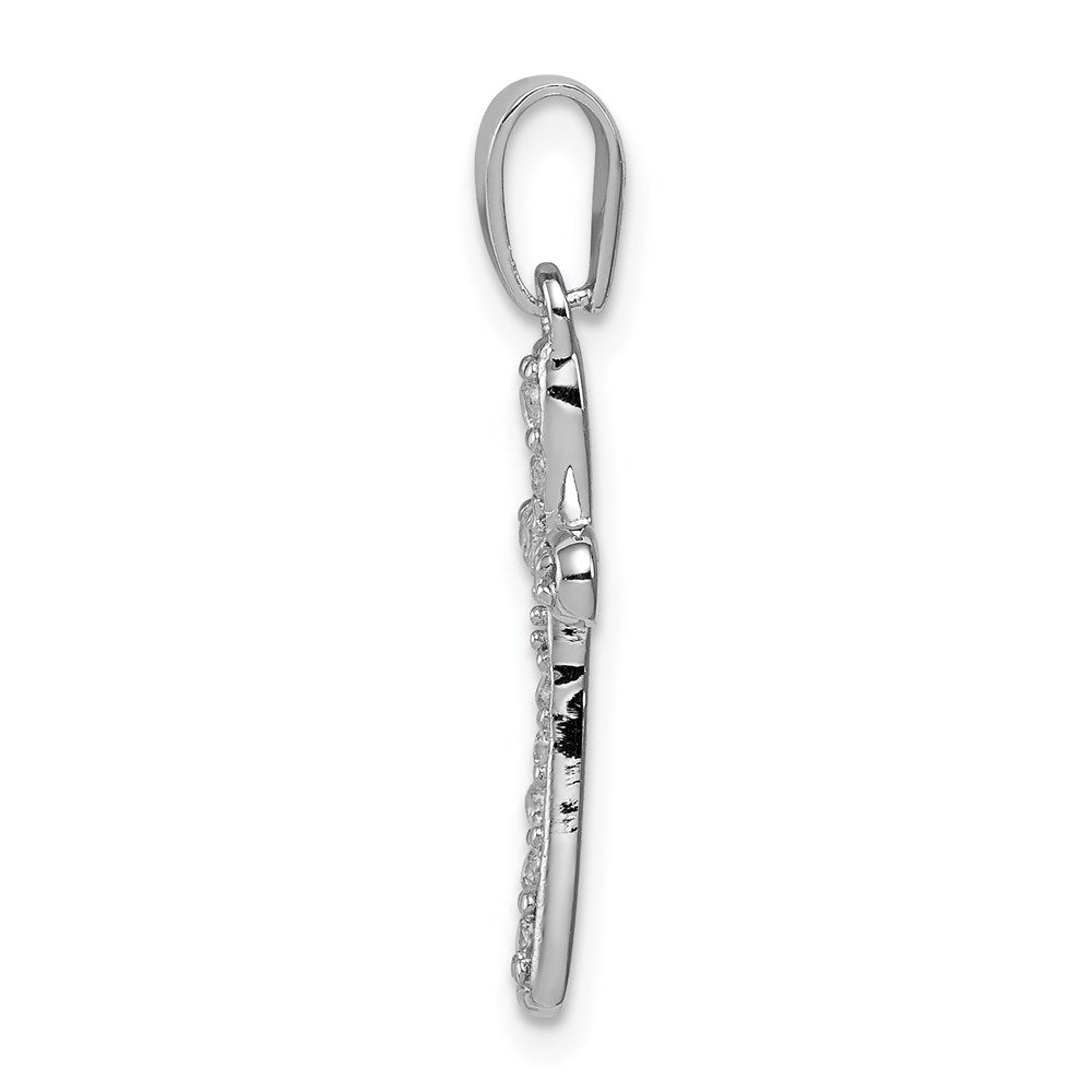 Sterlingsilber Rhodiniert Zirkonia Kreuz Anhänger