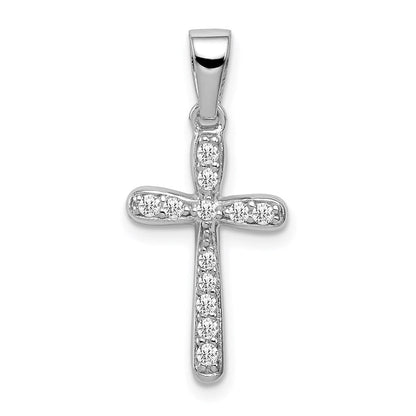 Sterlingsilber Rhodiniert Zirkonia Kreuz Anhänger
