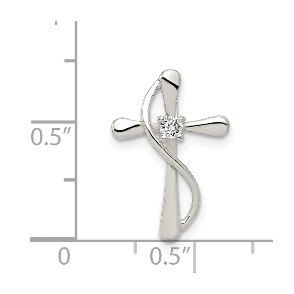 Sterlingsilber Poliert Zirkonia Kreuz Anhänger