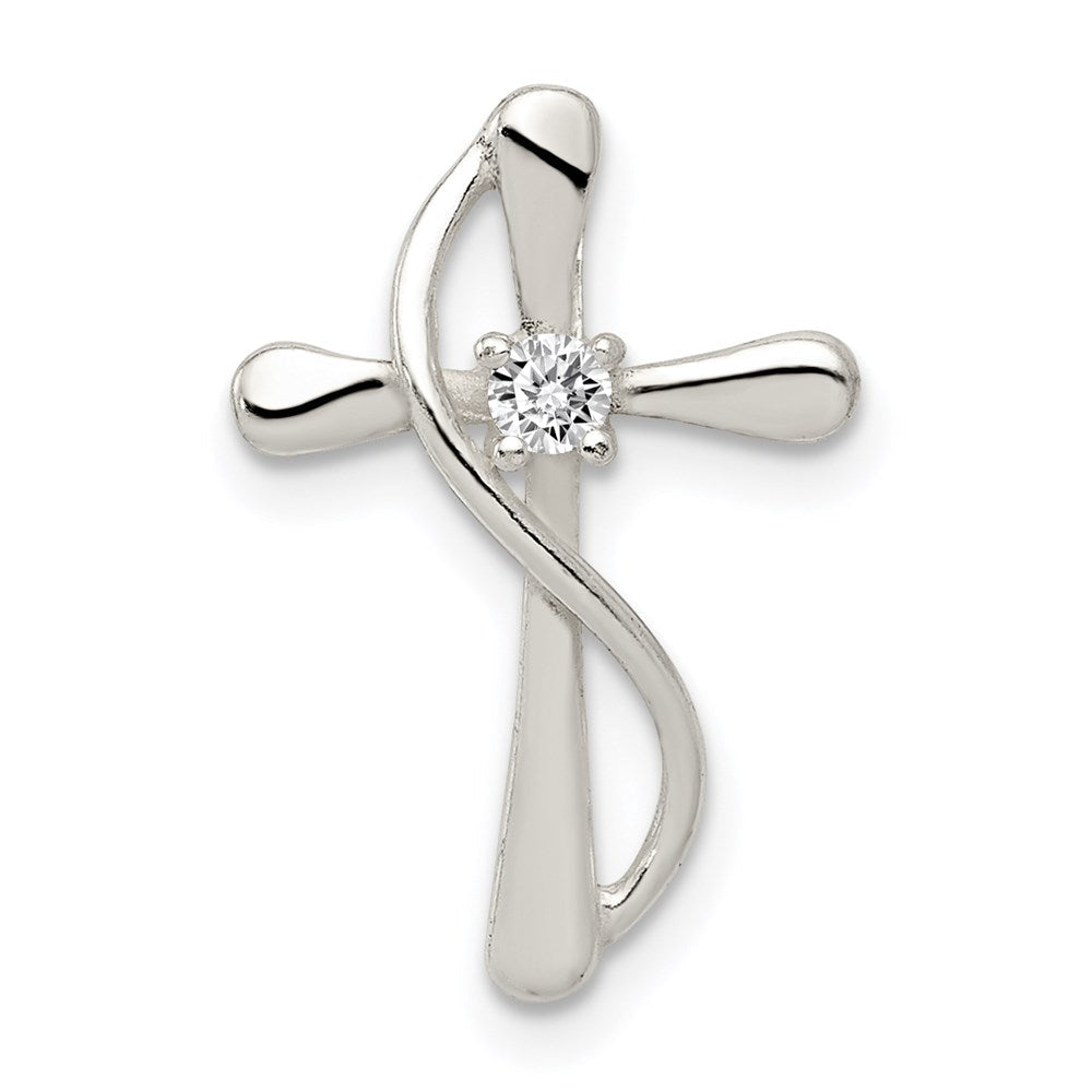 Sterlingsilber Poliert Zirkonia Kreuz Anhänger