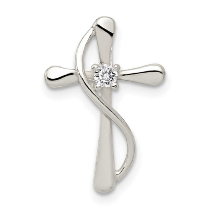 Sterlingsilber Poliert Zirkonia Kreuz Anhänger