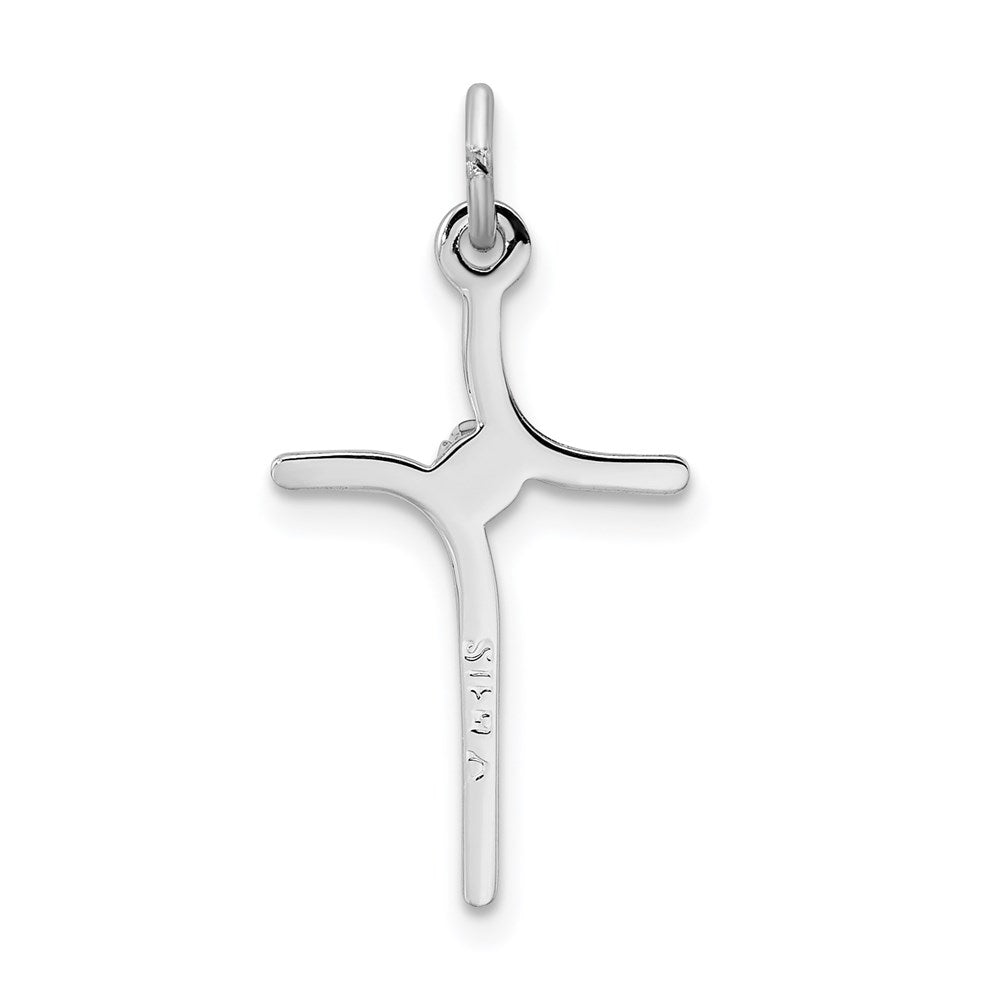 Sterlingsilber Rhodiniert Kreuz mit Zirkonia Mittig Anhänger