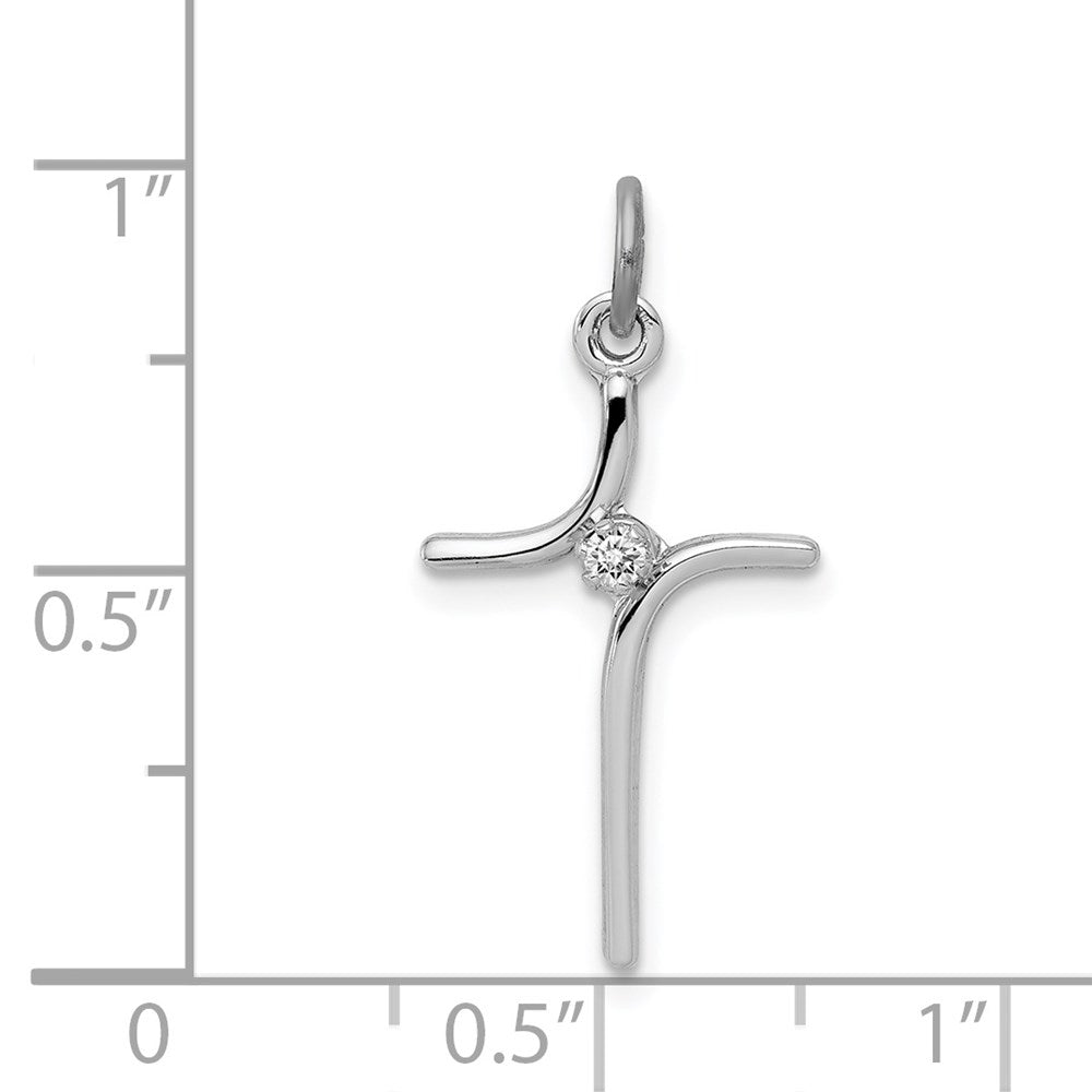 Sterlingsilber Rhodiniert Kreuz mit Zirkonia Mittig Anhänger