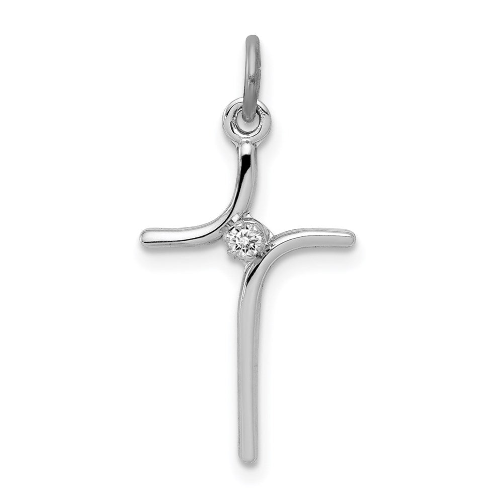 Sterlingsilber Rhodiniert Kreuz mit Zirkonia Mittig Anhänger